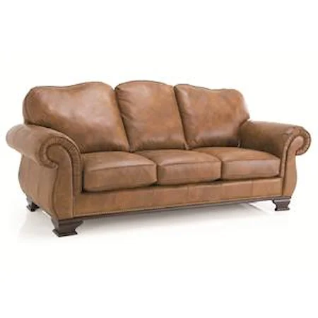 Leather Sofa with Nail Head Trim